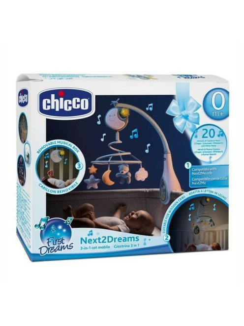Chicco Next2Dreams zenélő forgóka és éjszakai fény  -kék